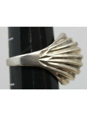 Vintage Sterling Silver Shell-Inspired Dome Statement Ring Size 7.5 #J4BP